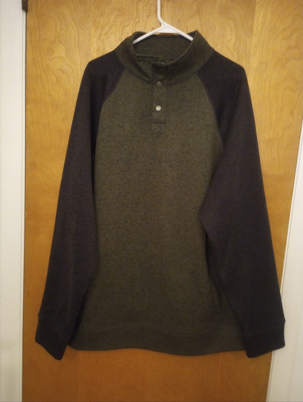 Men's Sonoma Olive and Dark Gray Two-Tone Snap-Neck Sweater